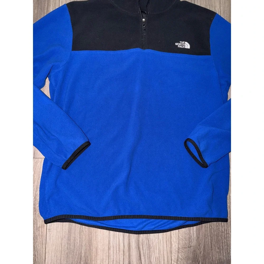 The North Face TKA Glacier 1/4-Zip Fleece Pullover Hero Blue Black Mens XL AA1‎